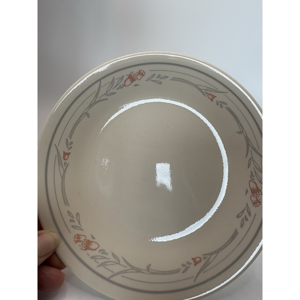 Vintage Corelle Rose 6.75" Bread Dessert Plate Peach Gray Sandstone Corning USA